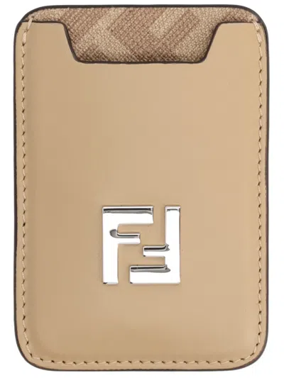 Fendi Men's 100% Leather Wallet - Made In Italy In Sand