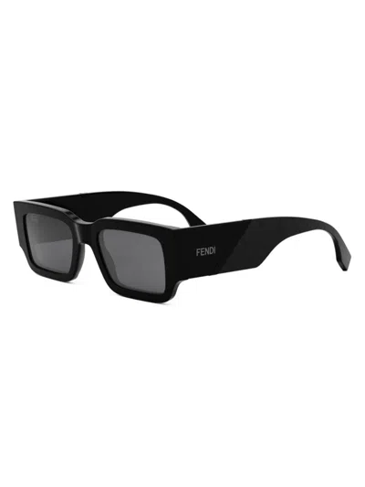 Fendi Men's 51mm Rectangular Sunglasses In Black