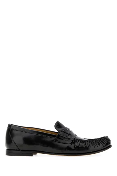 Fendi Men's Abrasivato Leather Loafer Moccasin In Black