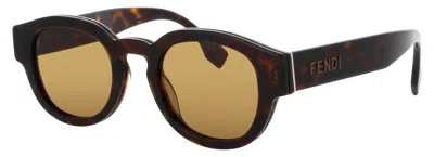 Fendi Men's Acetate Square Sunglasses 48-22-150 In 52e - Dark Havana / Brown