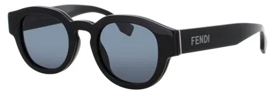 Fendi Men's Acetate Sunglasses 48-22-150 In 01a - Shiny Black / Smoke