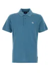 Fendi Piquet Polo Shirt With Collar And Short Sleeves In Blue