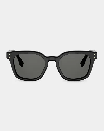 Fendi Men & Apos;s  Five Sisters 51mm Square Sunglasses In Shiny Black / Smoke