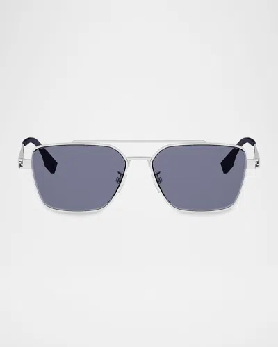 Fendi Men & Apos;s  Sky Metal Aviator Sunglasses In Blue