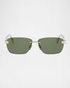 Fendi Men's Sky 61mm Rectangular Sunglasses In Gold