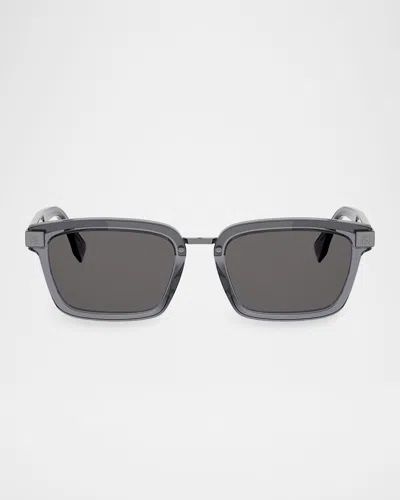 Fendi Men & Apos;s  Sky Rectangular Acetate Sunglasses In Gray