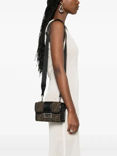Fendi Men Baguette Double Jacquard Shoulder Bag In Multi