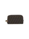 Fendi Brown Ff Fabric Toiletry Case In Brown