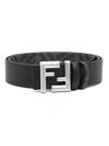 Fendi Reversible Ff Squared Leather Belt In Blackpaldm