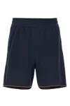 Fendi Dark Blue Ff Jacquard Bermuda Shorts In Blue