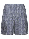 Fendi Short Trousers In Blue Ff Silk In Blue