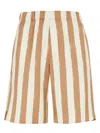 Fendi Printed Silk Bermuda Shorts In Brown