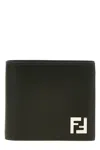 Fendi Men's Leather And Ff Canvas Compact Bi Fold Wallet In Green