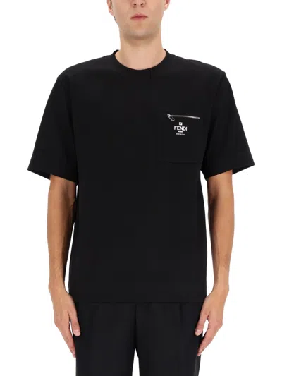 Fendi Black Cotton Jersey Oversized T-shirt