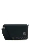 Fendi Men Black Canvas And Leather Compact Crossbody Bag