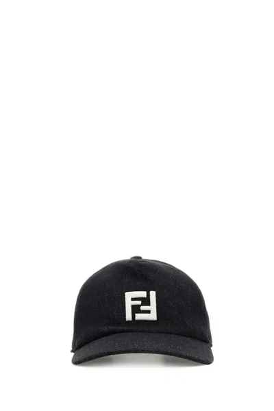 FENDI FENDI MEN BLACK DENIM BASEBALL CAP