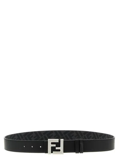 FENDI MEN BLACK FF BUCKLE REVERSIBLE BELT, 42 LUXURY BELTS FOR MEN DARVEYS
