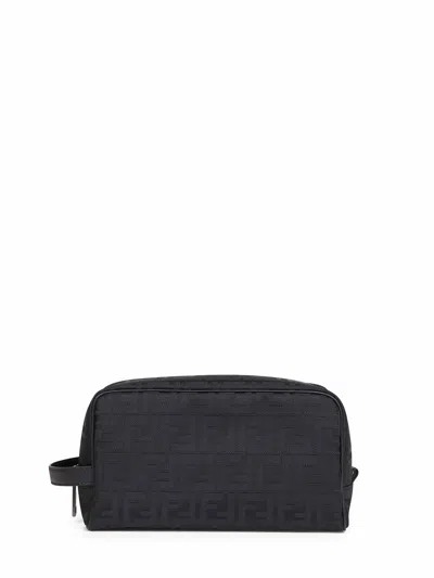 Fendi Men Black Ff Toiletry Case Medium In Blue