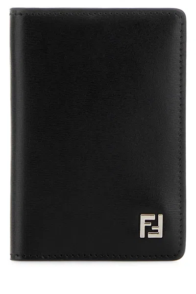 Fendi Ff Logo-plaque Card Holder In Black