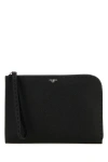 Fendi Leather Pouch Bag In Black