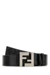 Fendi Reversible Ff Squared Leather Belt In Black