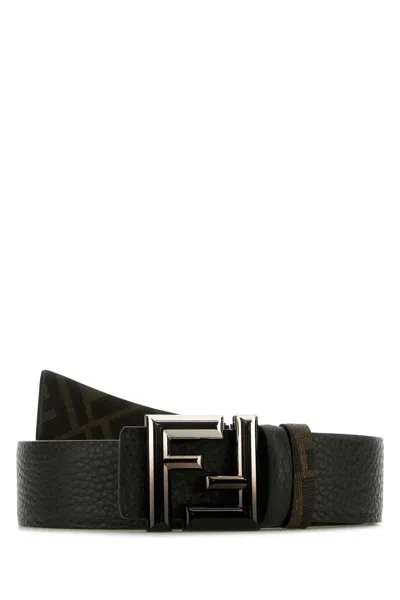 Fendi Men Black Leather Reversible Rounded Ff Belt | ModeSens
