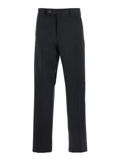 Fendi Men Black Pants With Belt Loops And Ff Plaque On The Loop In Wool Blend  Man In Blue