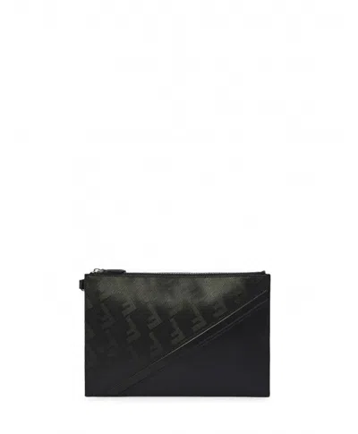 Fendi Men's Black Shadow Diagonal Pouch Handbag For Ss24