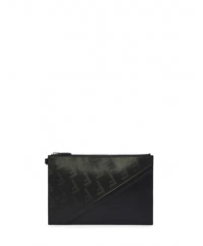Fendi Men's Black Shadow Diagonal Pouch Handbag For Ss24 In Neropallad