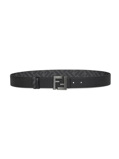 FENDI FENDI MEN BLACK SQUARED FF REVERSIBLE BELT
