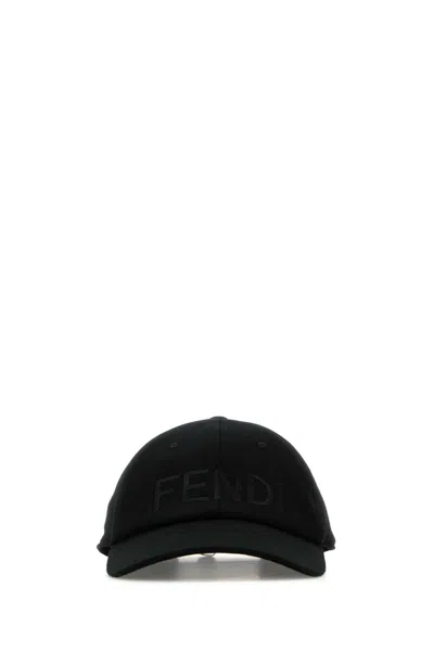 Fendi Men Black Stretch Cotton Baseball Cap