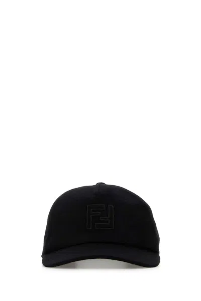 FENDI FENDI MEN BLACK WOOL BLEND BASEBALL HAT