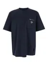 Fendi Men Blue Crewneck T-shirt With Logo Printed On The Front And Patch Pocket With Zip In Cotton M In Blue