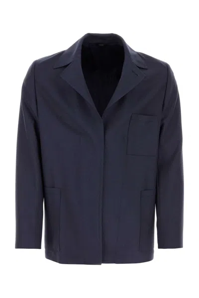 Fendi Men Blue Wool Blazer