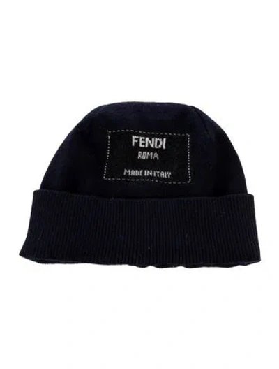 Pre-owned Fendi Men's Blue Wool  Winter Beanie