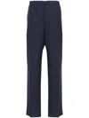 FENDI MEN'S BLUE WOOL TROUSERS WITH PLEAT DETAILING FOR SS24