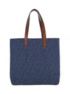 Fendi Men Blue Shopper With Long Handles And All Over Ff Motif In Cotton Man