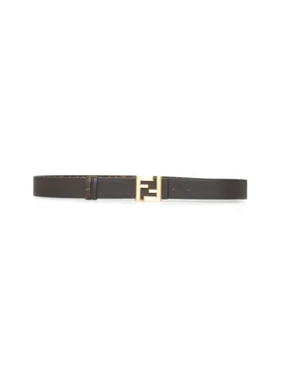 FENDI FENDI MEN BROWN SQUARED FF REVERSIBLE BELT
