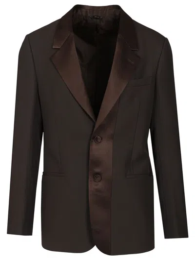 Fendi Men Brown Wool Crepe Blazer
