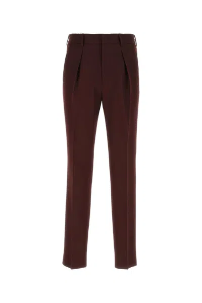 Fendi Men Burgundy Wool Blend Pant