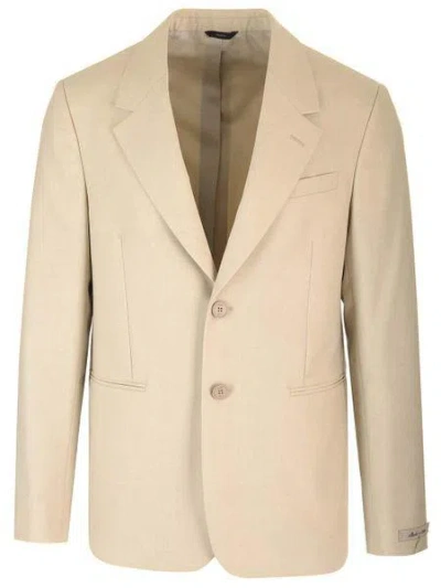 Fendi Men's Beige Wool Single-breasted Jacket For Ss24 Collection