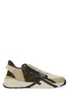Fendi Beige Leather Sneakers With Ff Motif