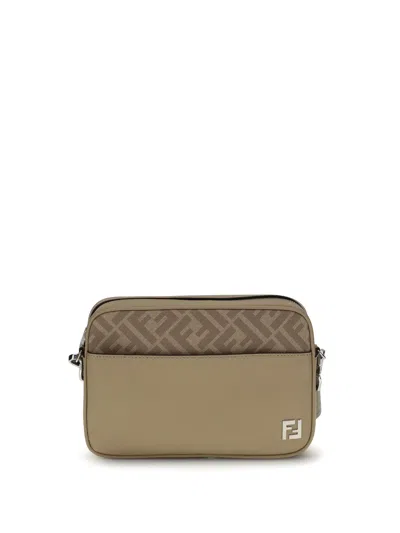 Fendi Men Camera Case Squared Ff Shoulder Bag In White