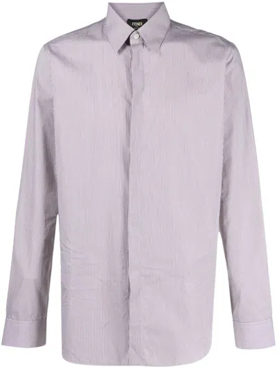 Fendi Pinstriped Cotton Shirt In Multicolor