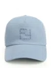 Fendi Canvas Baseball Cap Hats Light Blue In Blue