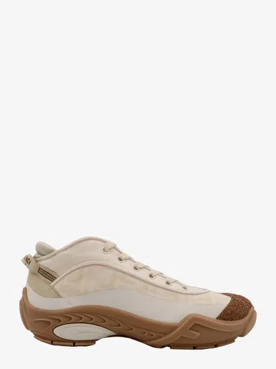 Fendi Men Canvas Sneakers With All-over Ff Motif In Neutral