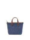 Fendi Denim Effect Ff Jacquard Small Shopping Bag In Blue
