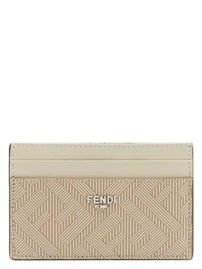 Fendi Men's Card Case In Lattesabia
