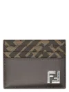Fendi Ff Squared Credit Card Holder In Gray