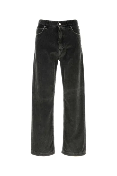 Fendi Men Charcoal Corduroy Pant In Gray